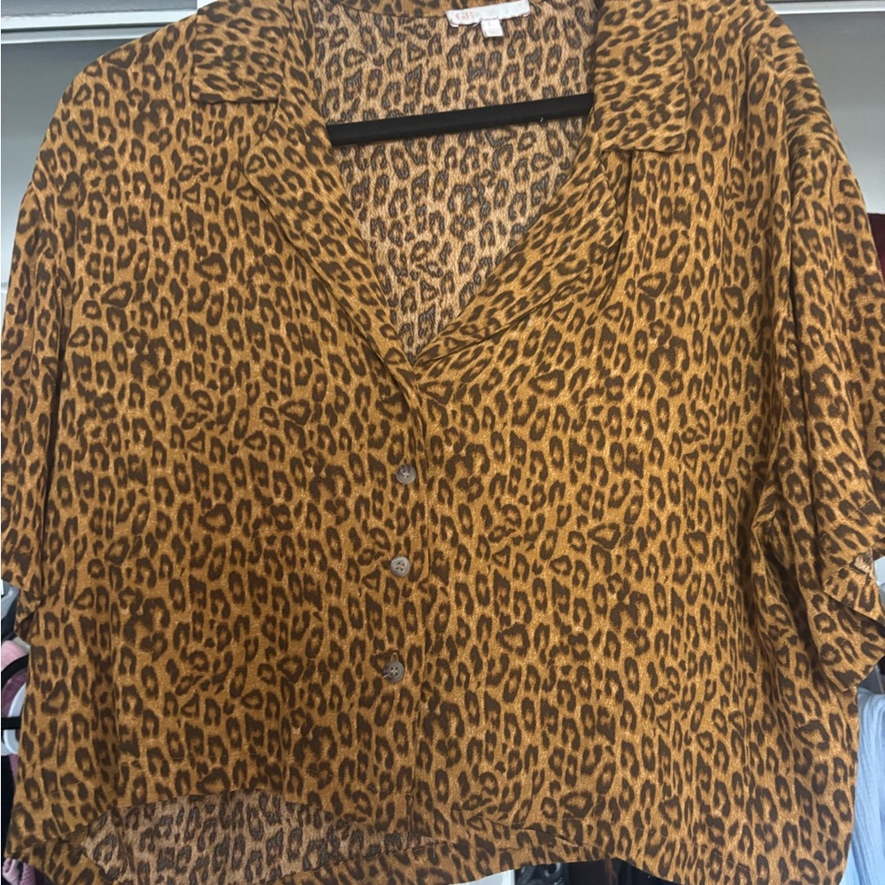 Giani Bernini Brown Leopard Button-Down Shirt